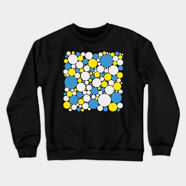 blue white and yellow pop art polka dot pattern Crewneck Sweatshirt by pauloneill-art